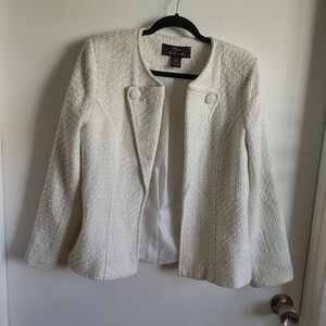 Elegant Cream Textured Tweed Blazer